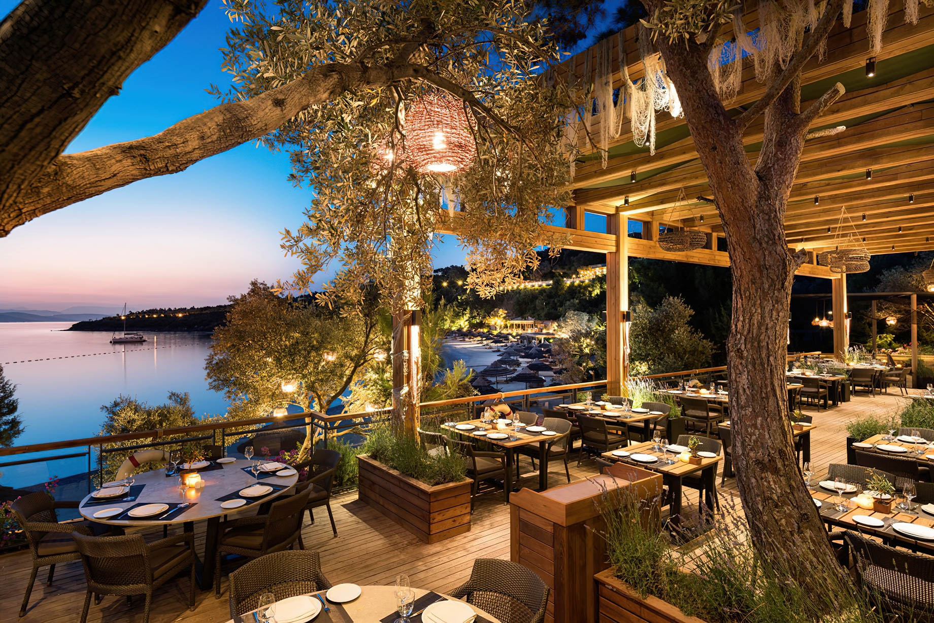Mandarin Oriental, Bodrum Hotel – Bodrum, Turkey – Outdoor Restaurant Terrace Sunset