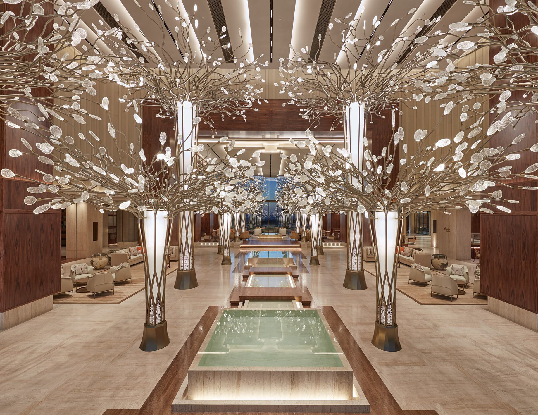 Mandarin Oriental Jumeira, Dubai Resort – Jumeirah, Dubai, UAE – Lobby Night View