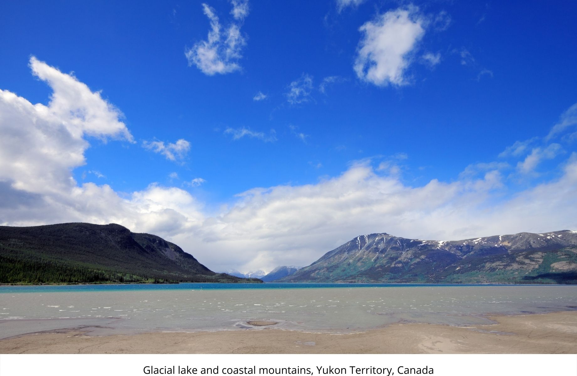 Glacial lake and coastal mountains, Yukon Territory, Canada