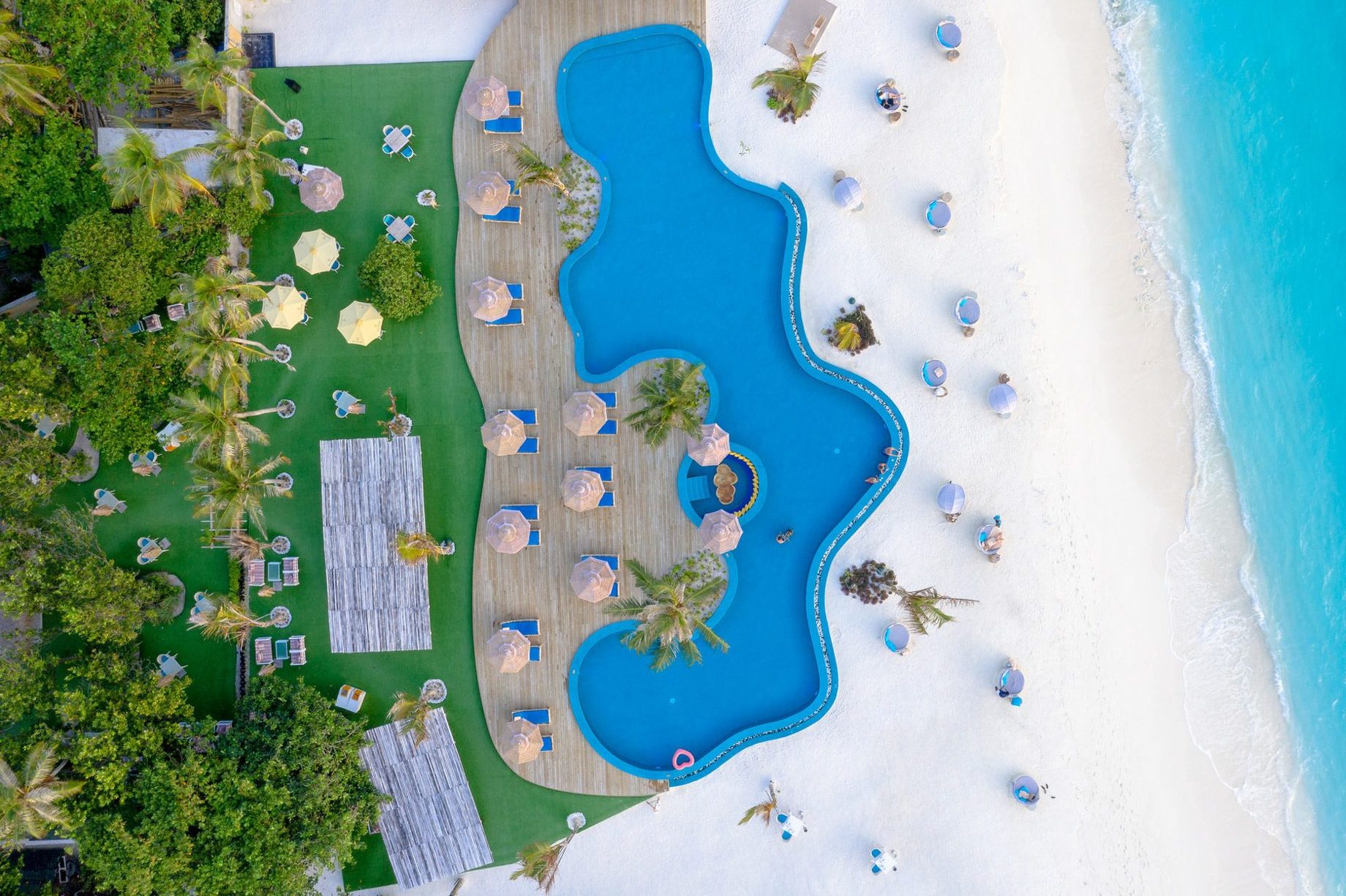 You & Me Maldives Resort – Uthurumaafaru, Raa Atoll, Maldives – Pool Overhead Aerial View
