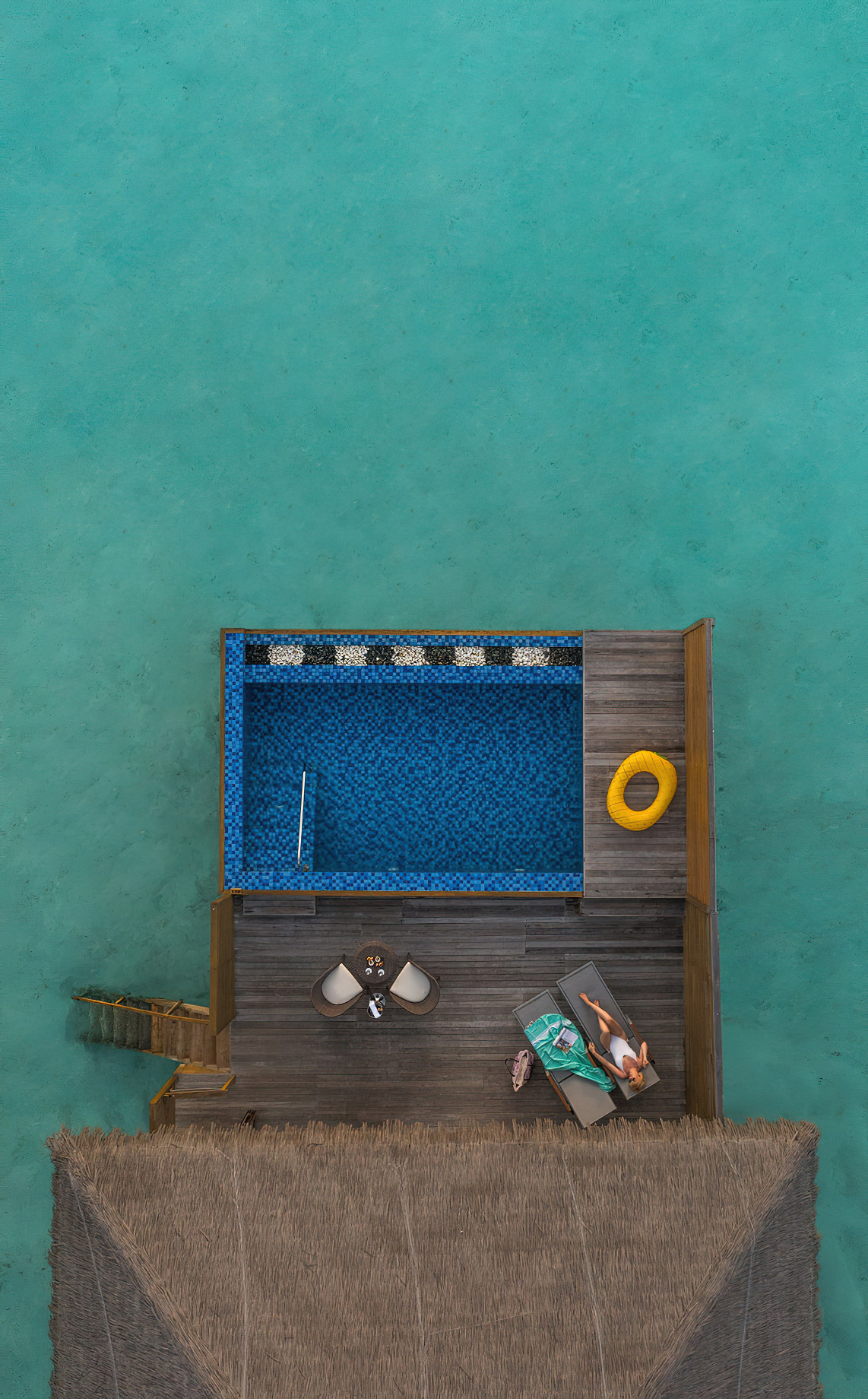 Cocoon Maldives Resort - Ookolhufinolhu, Lhaviyani Atoll, Maldives - Lagoon Overwater Suite with Pool Overhead Aerial View