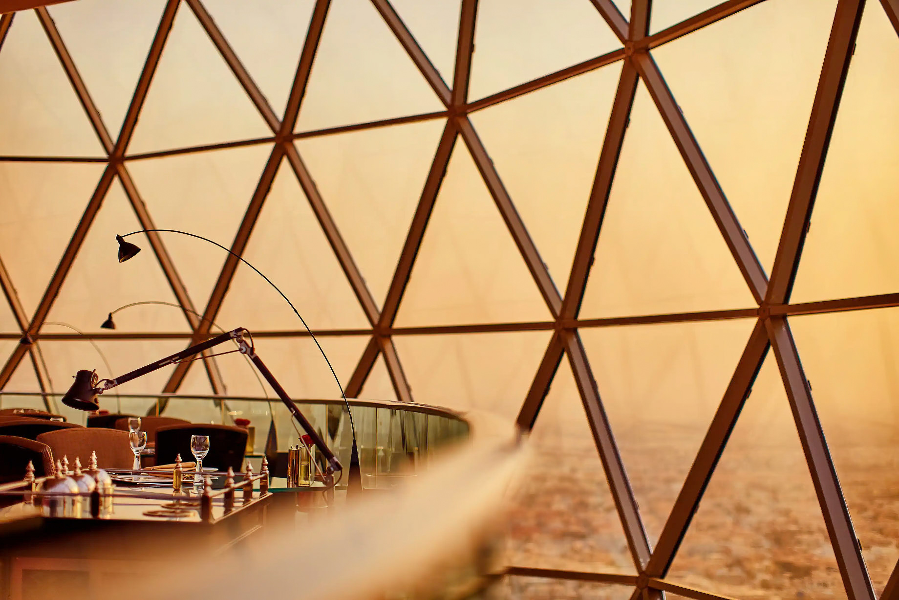 Al Faisaliah Hotel – Riyadh, Saudi Arabia – The Globe Asir Lounge Dining View