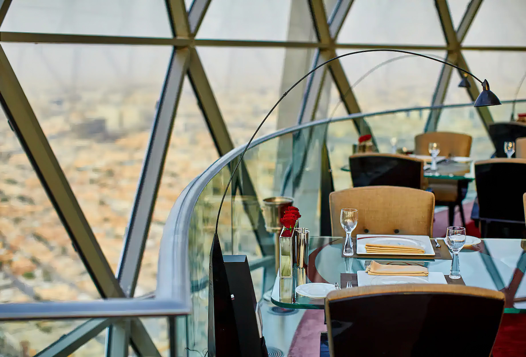 Al Faisaliah Hotel – Riyadh, Saudi Arabia – The Globe Asir Lounge Dining View