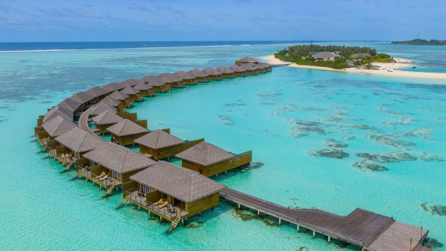 Cocoon Maldives Resort - Ookolhufinolhu, Lhaviyani Atoll, Maldives - Lagoon Overwater Villas and Suites with Pool Aerial View