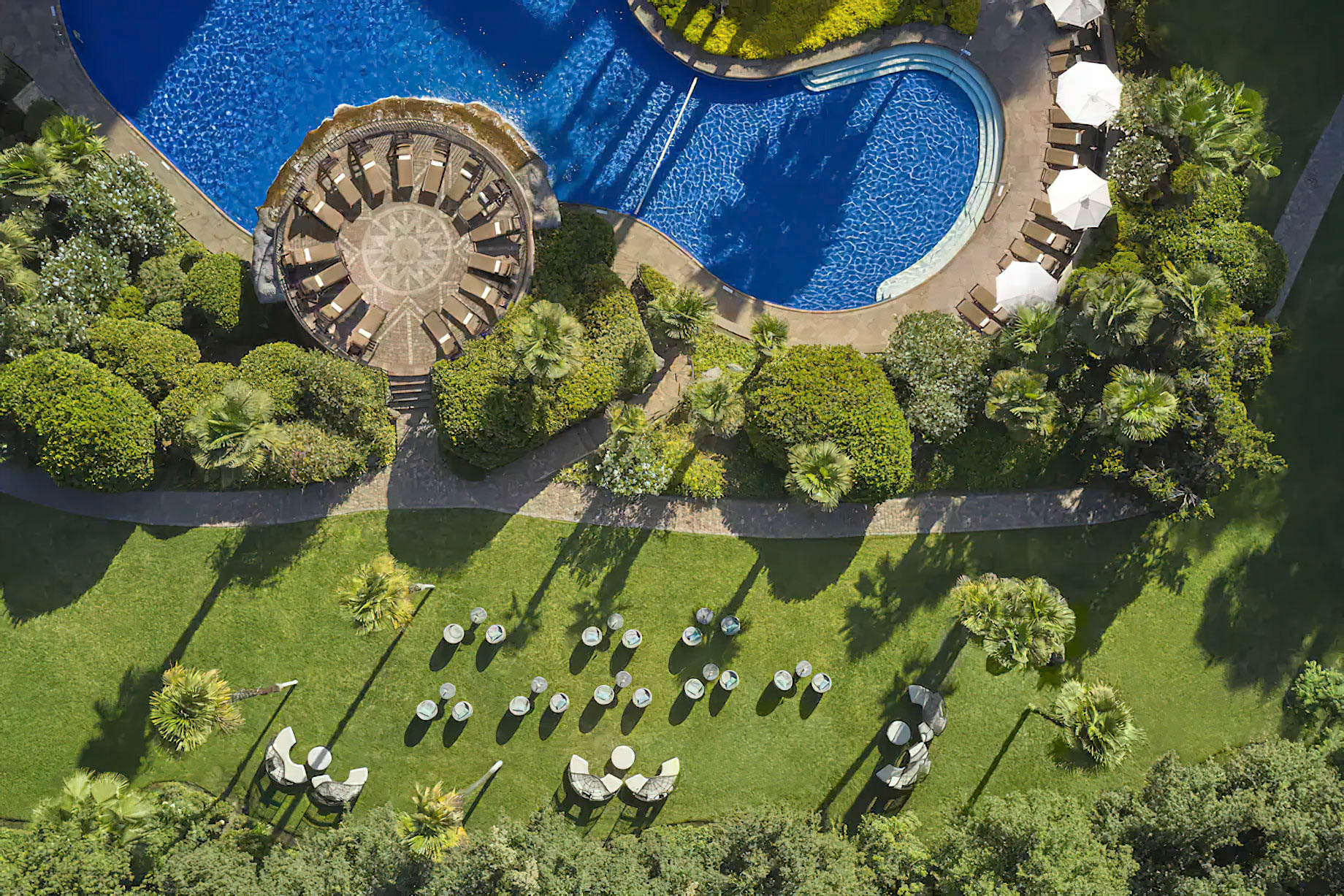 Mandarin Oriental, Santiago Hotel – Santiago, Chile – Exterior Garden and Pool Overhead View