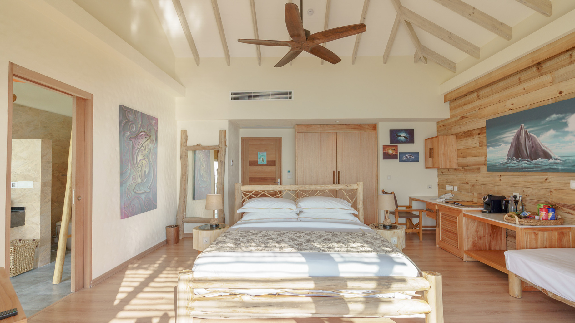 You & Me Maldives Resort - Uthurumaafaru, Raa Atoll, Maldives - Dolphin Overwater Pool Villa Bedroom Interior