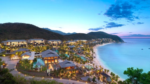 Mandarin Oriental, Sanya Hotel - Hainan, China - Resort Aerial View Evening