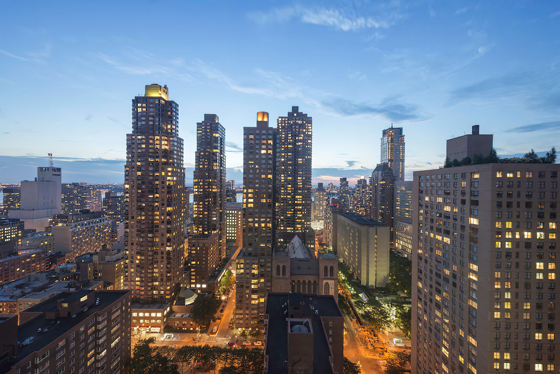 Mandarin Oriental, New York Hotel - New York, NY, USA - City Skyline View Dusk