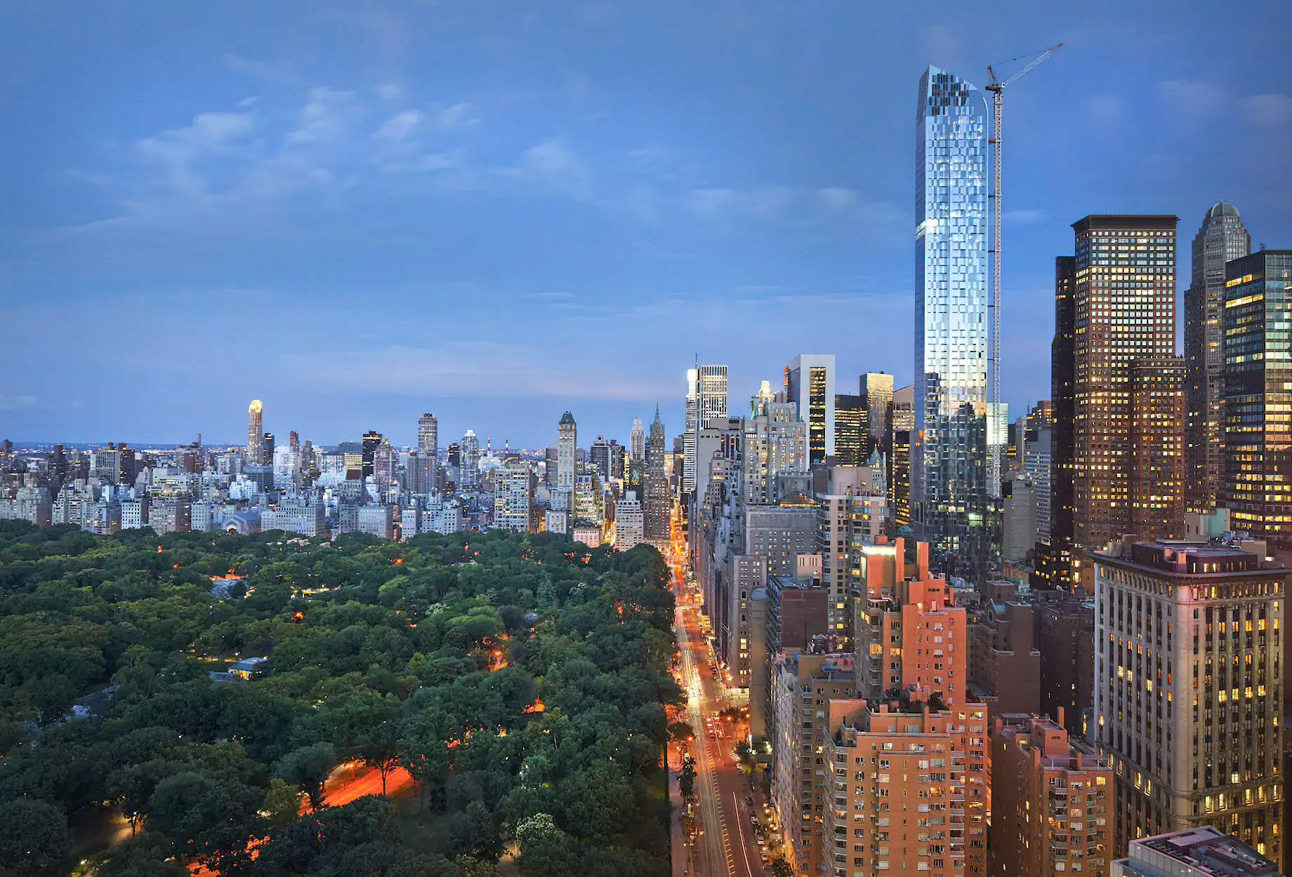 Mandarin Oriental, New York Hotel - New York, NY, USA - Central Park City Skyline View Dusk
