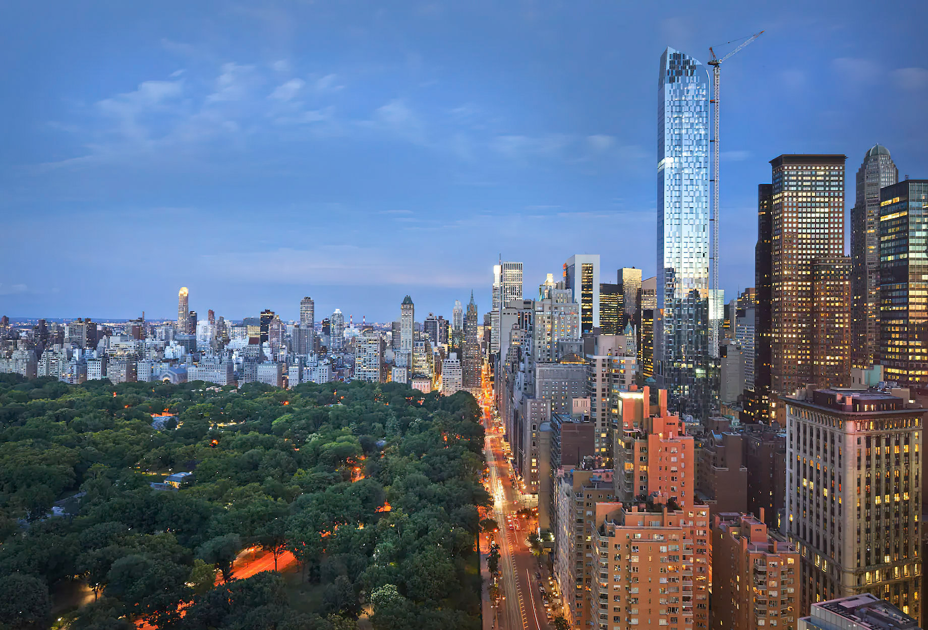 Mandarin Oriental, New York Hotel – New York, NY, USA – Central Park City Skyline View Dusk