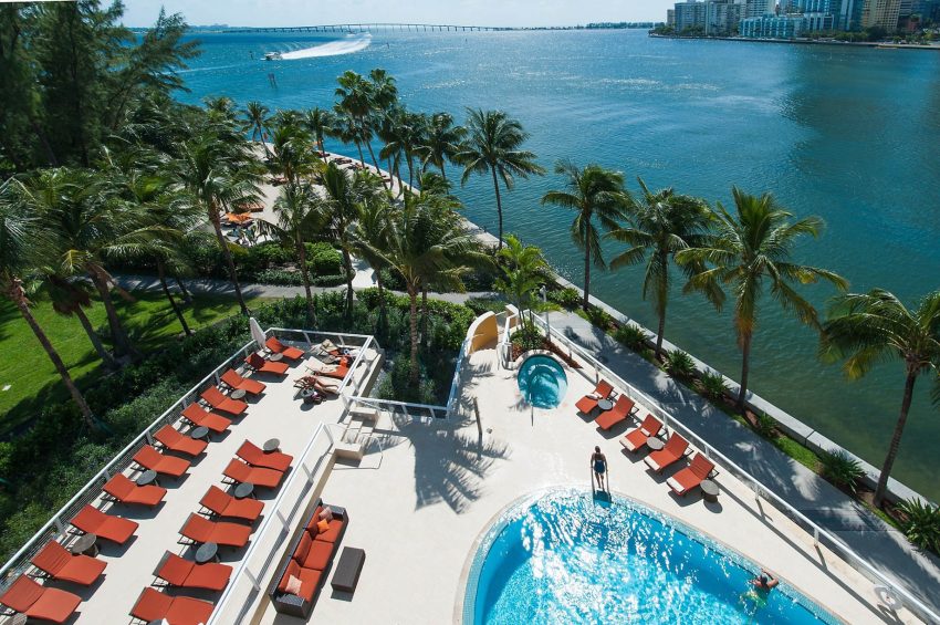Mandarin Oriental, Miami Hotel - Miami, FL, USA - Outdoor Pool Deck Aerial View