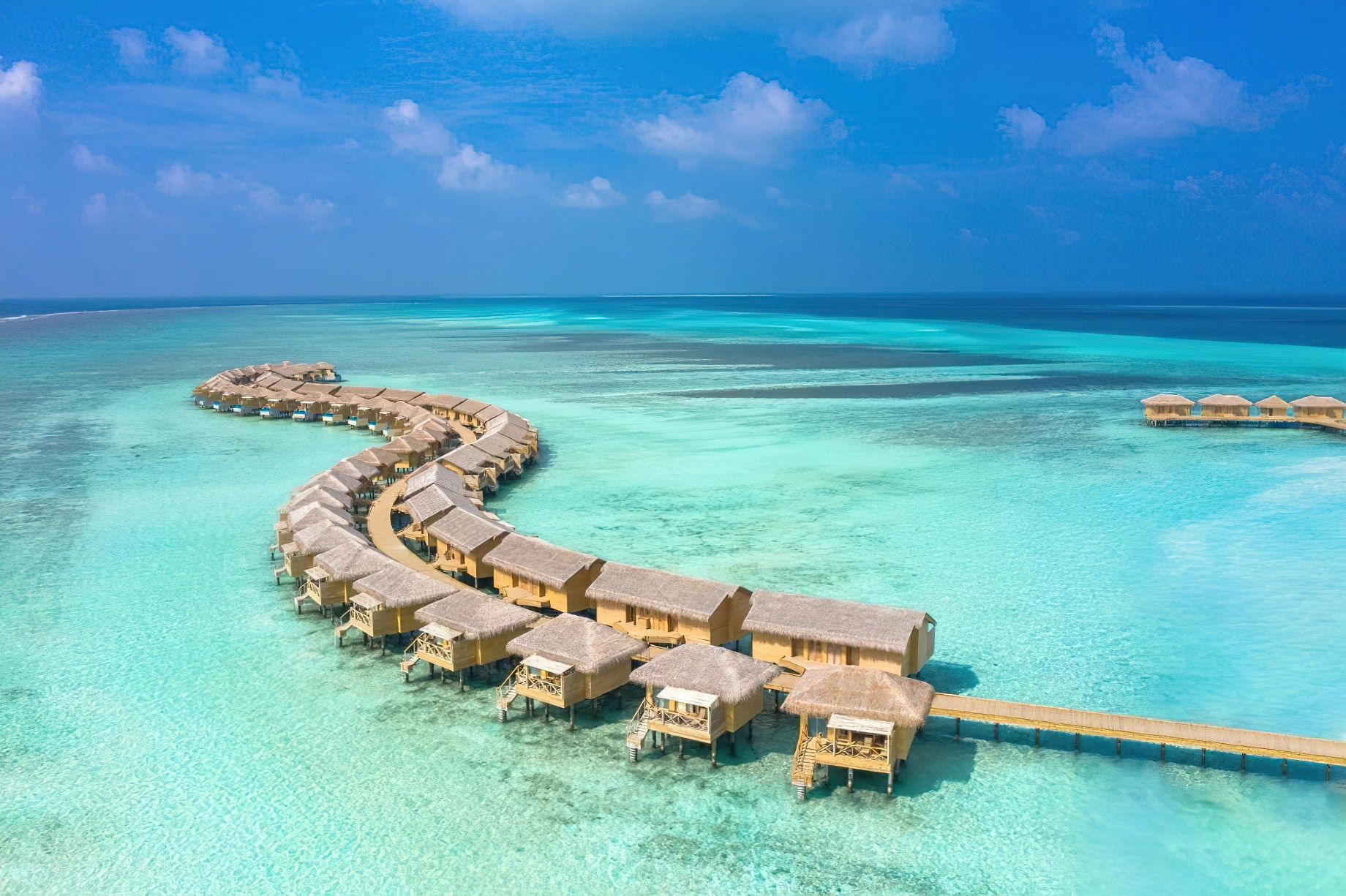 You & Me Maldives Resort – Uthurumaafaru, Raa Atoll, Maldives – Overwater Villas Aerial View