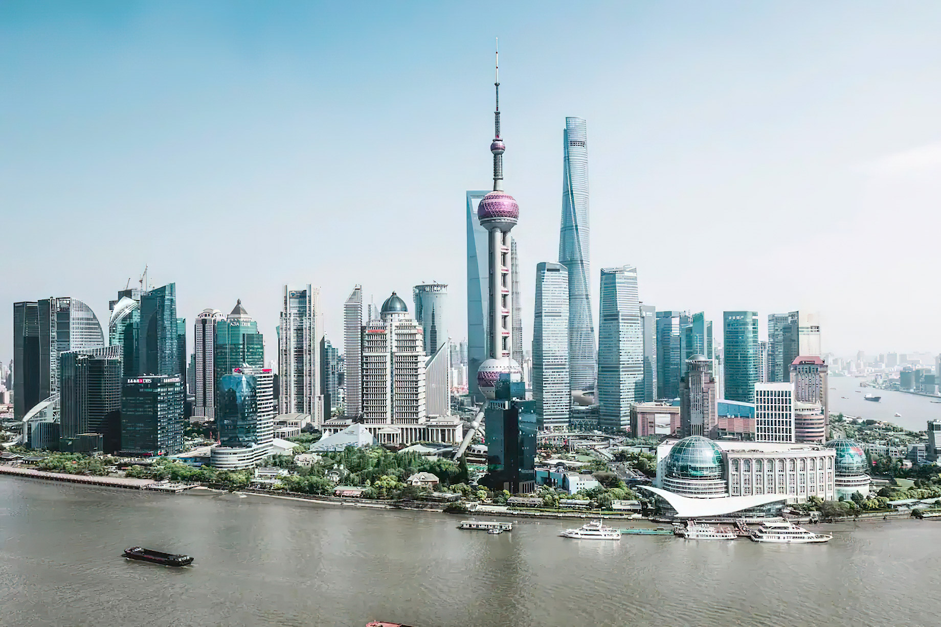 Mandarin Oriental Pudong, Shanghai Hotel – Shanghai, China – River Aerial View