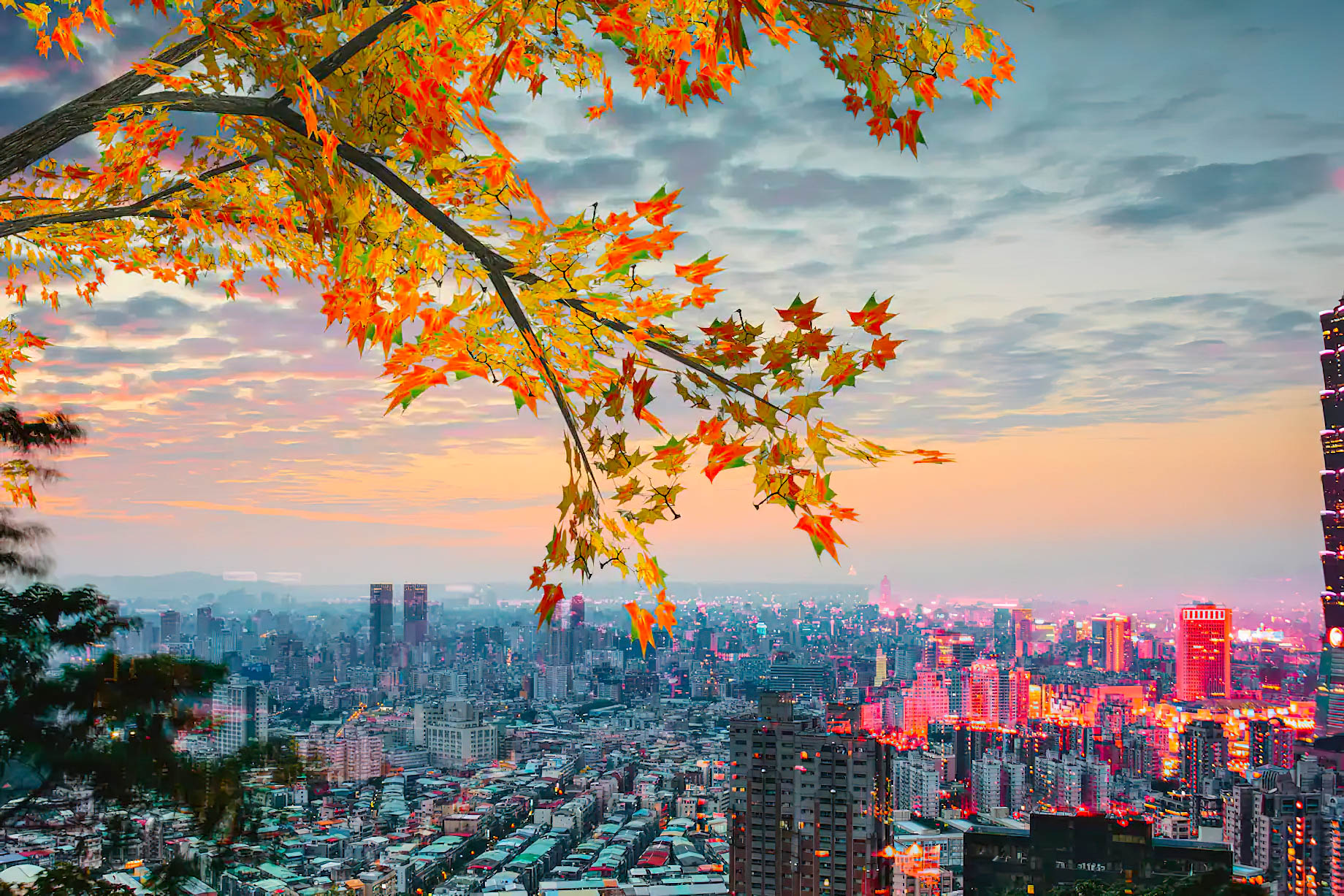 Mandarin Oriental, Taipei, Hotel – Taipei, Taiwan – City Skyline View Sunset
