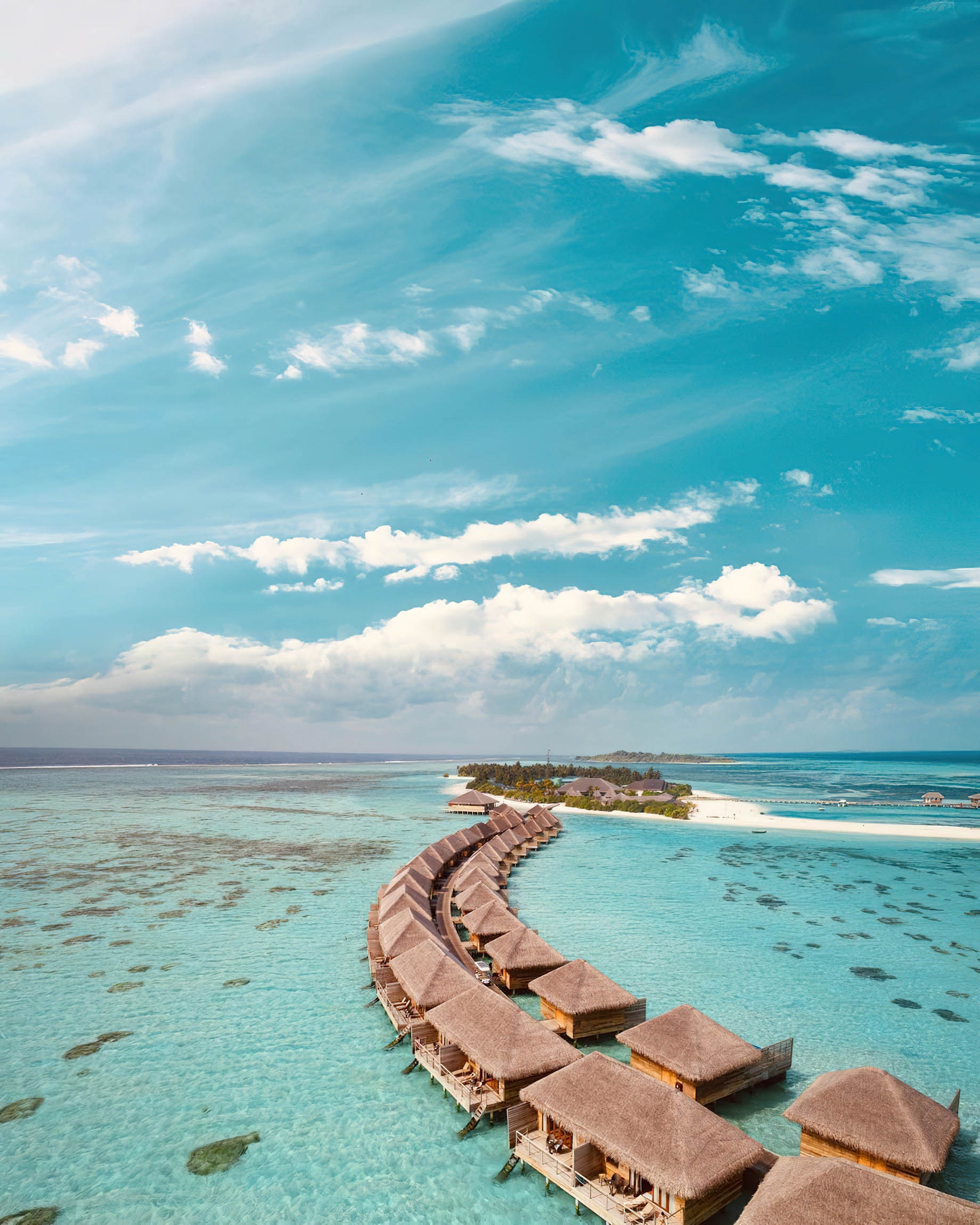 Cocoon Maldives Resort – Ookolhufinolhu, Lhaviyani Atoll, Maldives – Resort Overwater Villas Aerial View