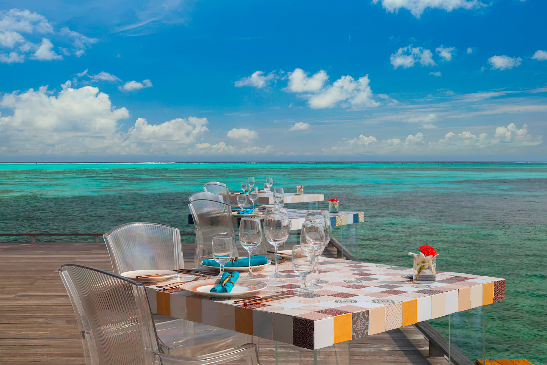 Cocoon Maldives Resort – Ookolhufinolhu, Lhaviyani Atoll, Maldives – Manta Overwater Restaurant Dining Tables