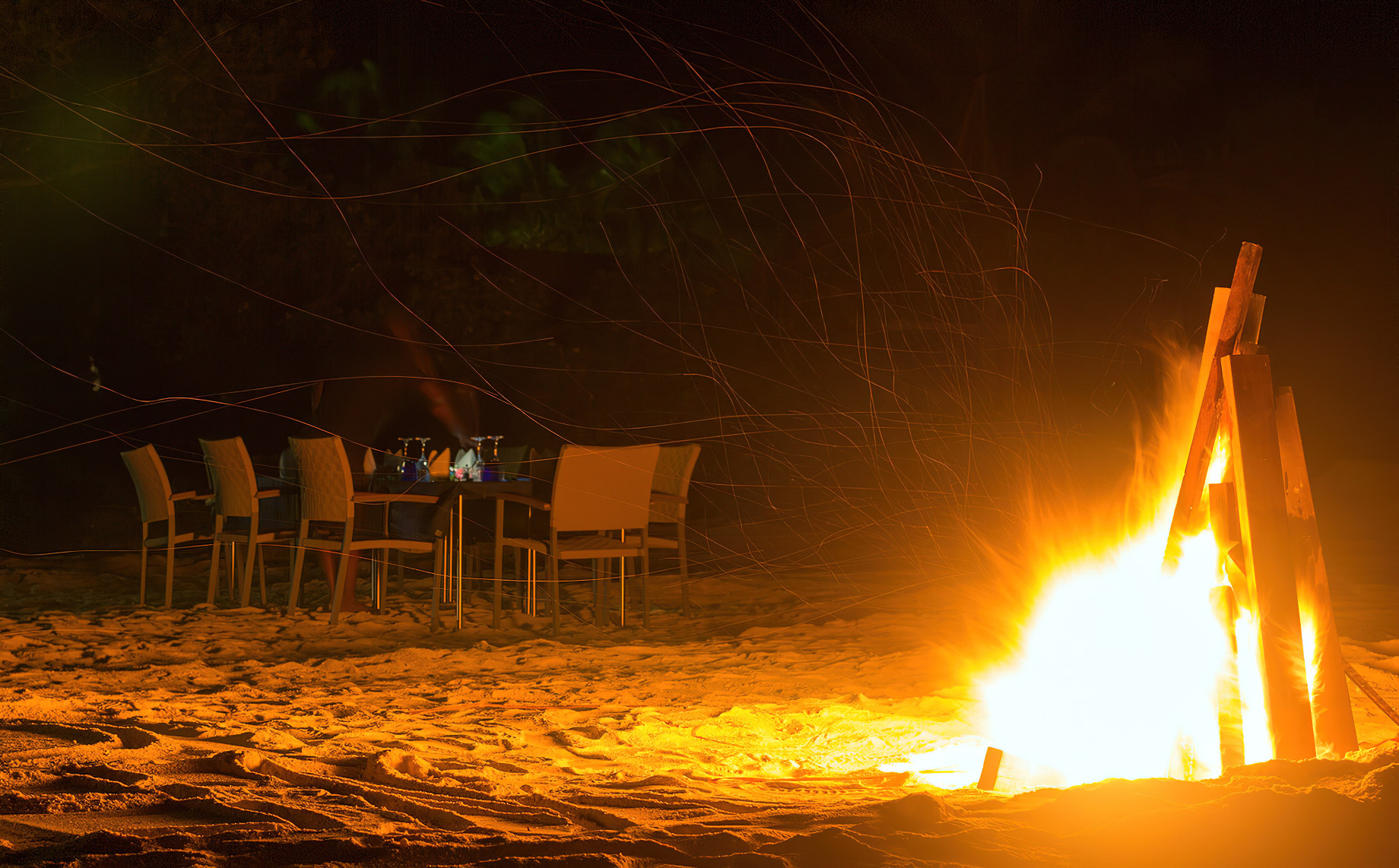 Cocoon Maldives Resort – Ookolhufinolhu, Lhaviyani Atoll, Maldives – Beach Fire Pit Night