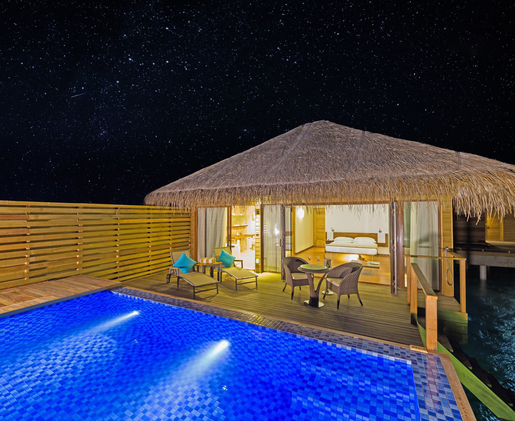 Cocoon Maldives Resort – Ookolhufinolhu, Lhaviyani Atoll, Maldives – Overwater Villa Night View