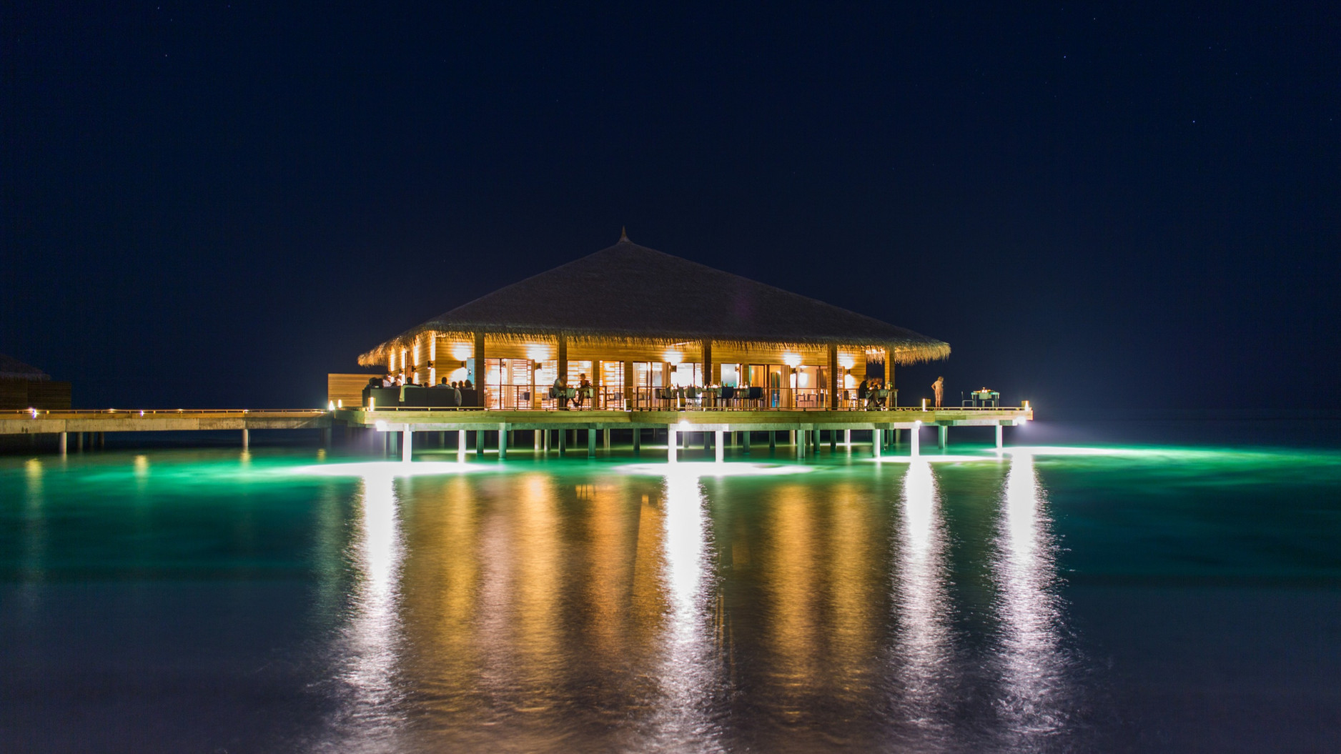 Cocoon Maldives Resort – Ookolhufinolhu, Lhaviyani Atoll, Maldives – Manta Overwater Restaurant Night View