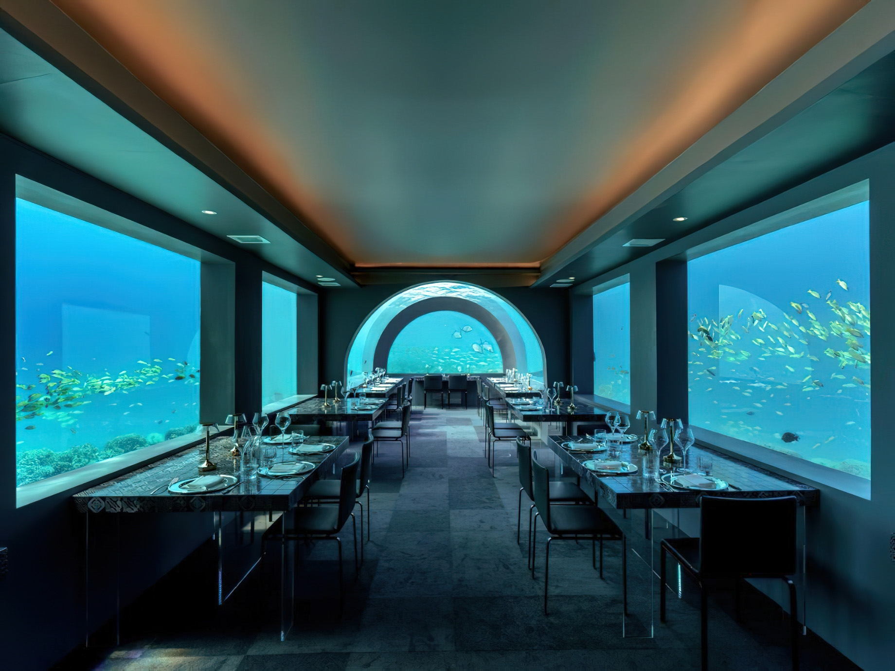 You & Me Maldives Resort - Uthurumaafaru, Raa Atoll, Maldives - H2O Underwater Restaurant by Andrea Berton