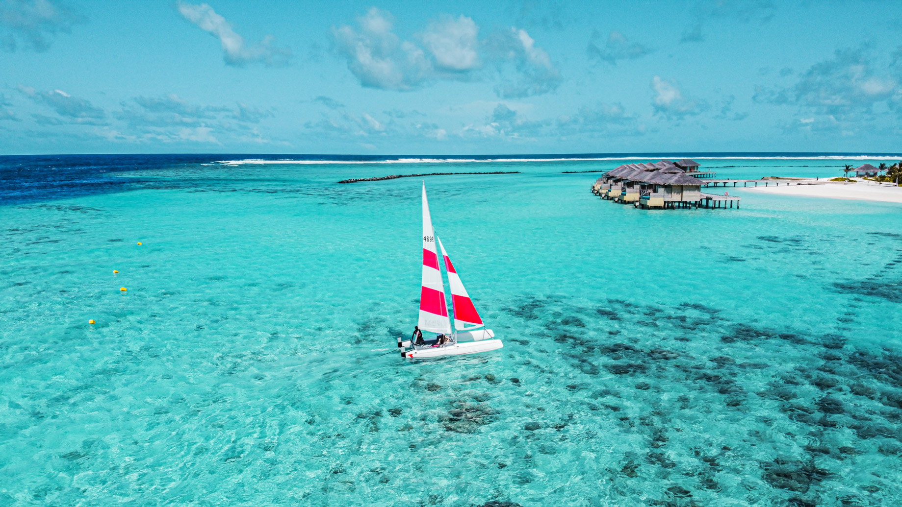 You & Me Maldives Resort - Uthurumaafaru, Raa Atoll, Maldives - Ocean Sailing Aerial View
