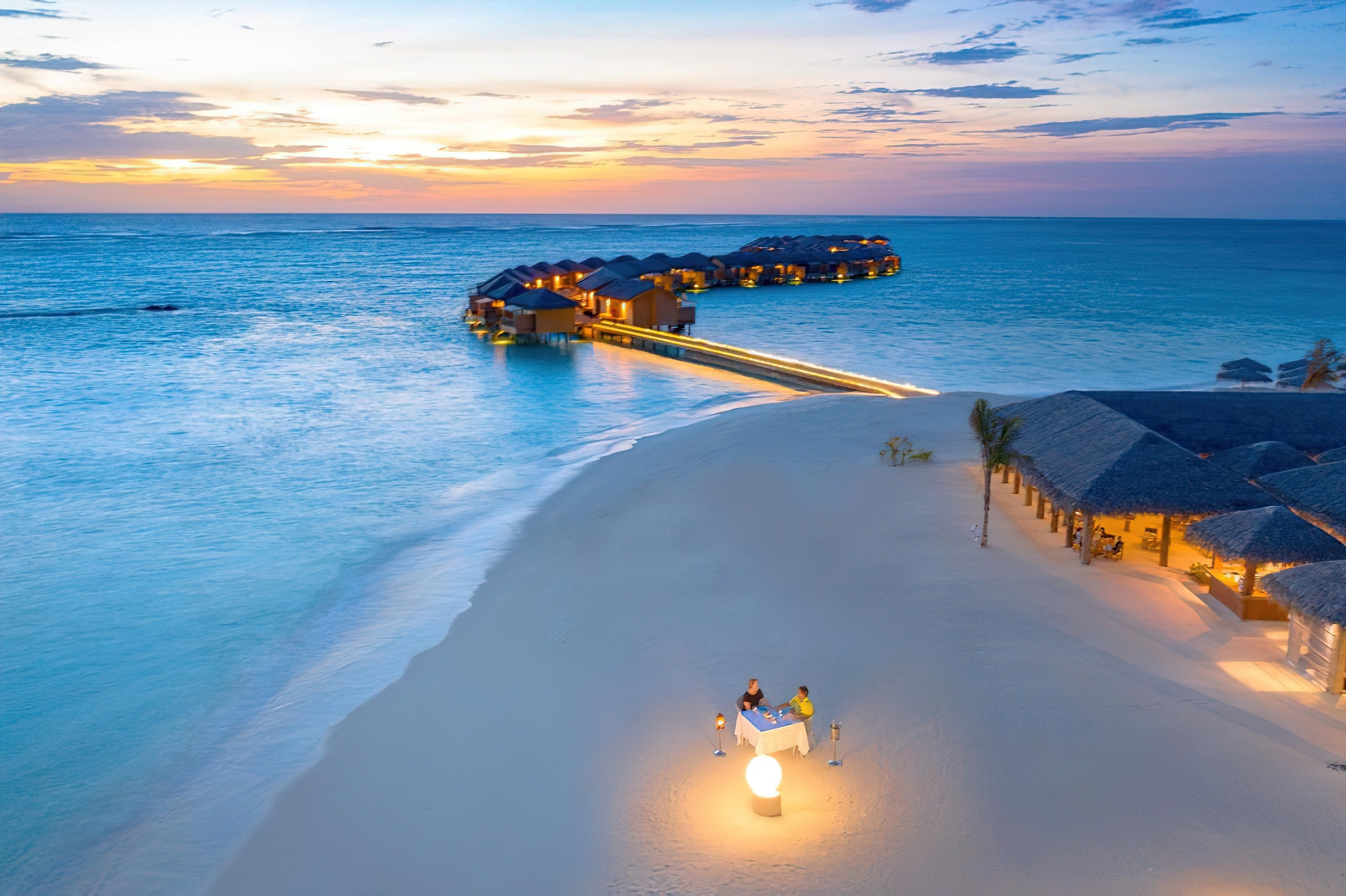 You & Me Maldives Resort – Uthurumaafaru, Raa Atoll, Maldives – Overwater Villa Aerial View Sunset