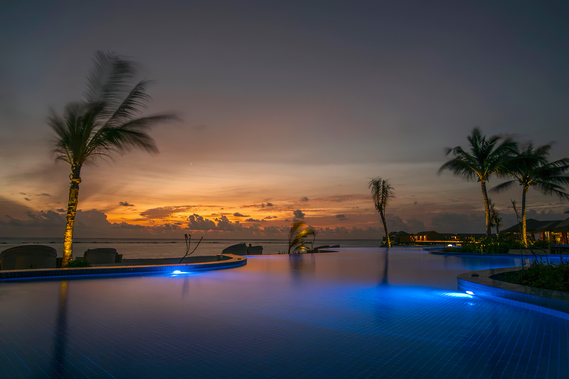 You & Me Maldives Resort - Uthurumaafaru, Raa Atoll, Maldives - Resort Pool Night View