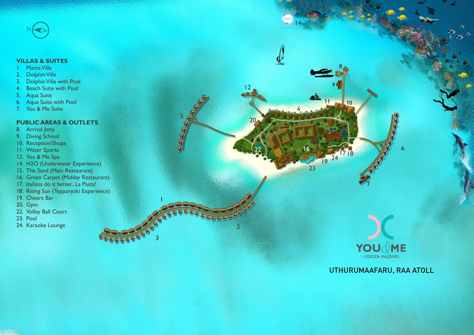 You & Me Maldives Resort - Uthurumaafaru, Raa Atoll, Maldives - Map