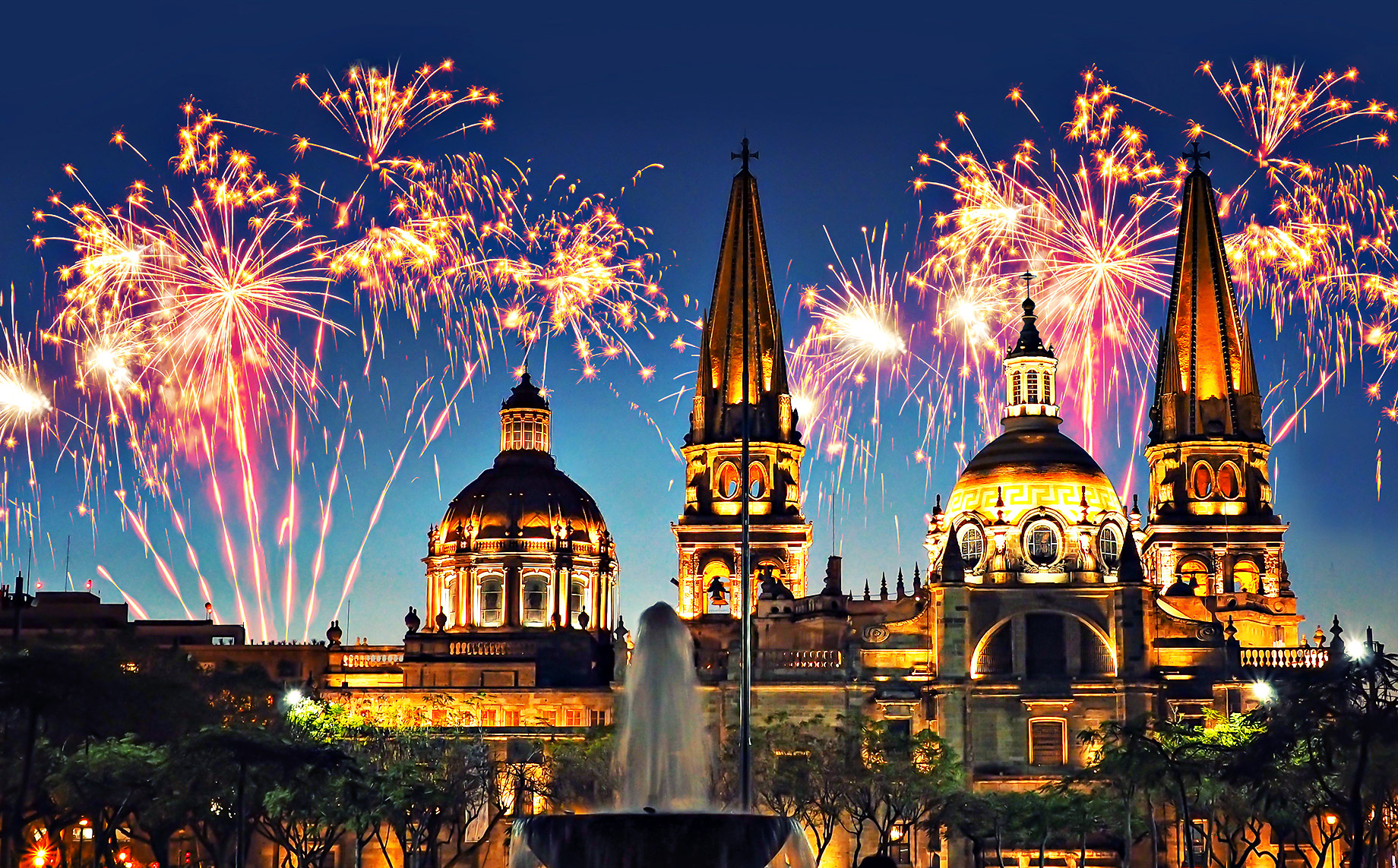 Fireworks at the Cathedral of the Assumption of Our Lady - Guadalajara, Jalisco, Mexico