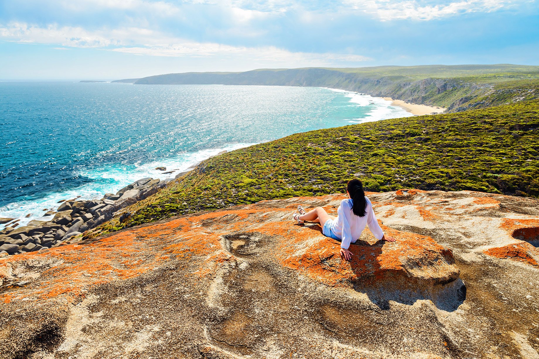 Woman Enjoying The Scenery – Remarkable Rocks – Kangaroo Island, South Australia