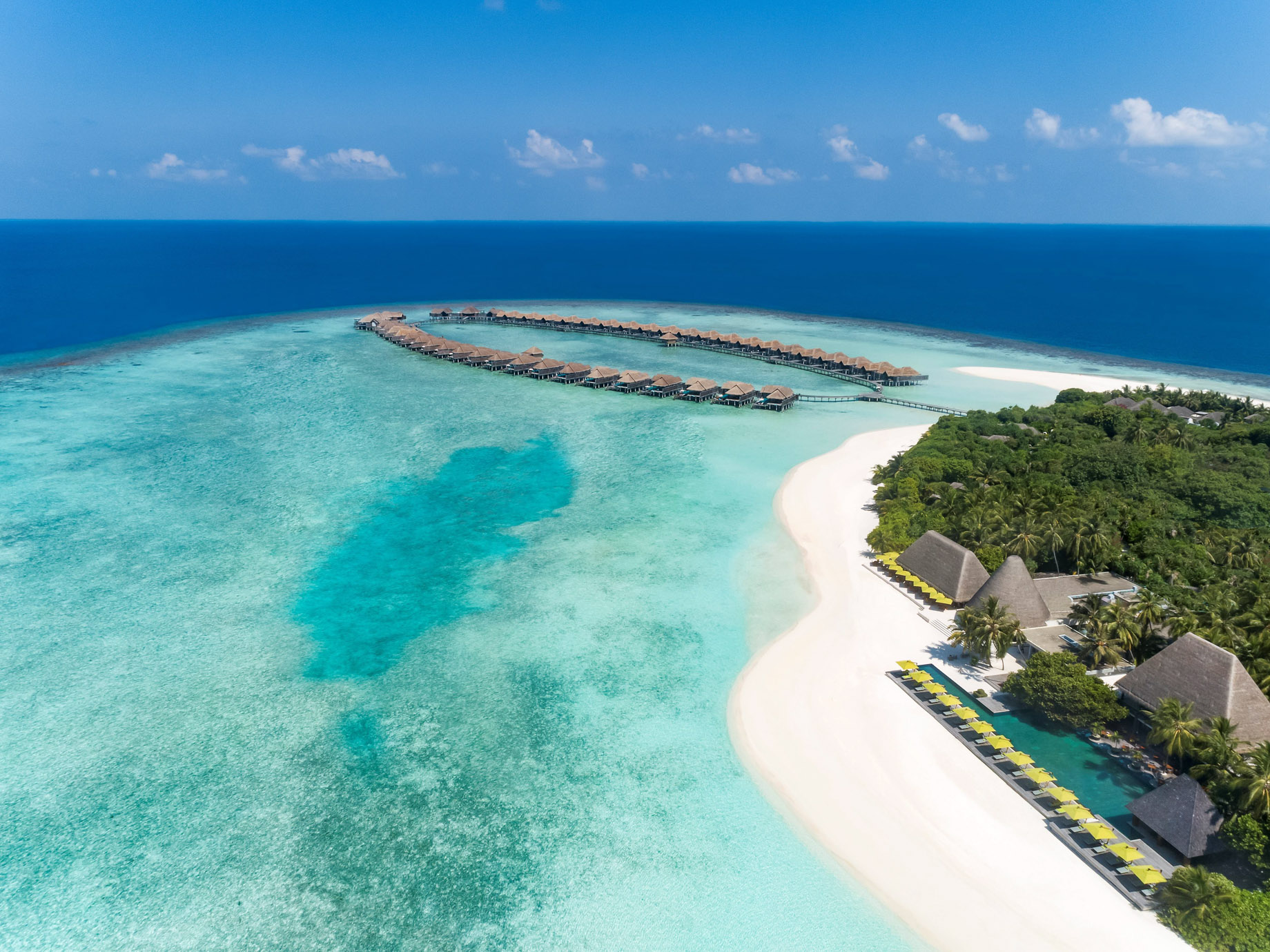Anantara Kihavah Maldives Villas Resort – Baa Atoll, Maldives – Resort Beach Aerial View