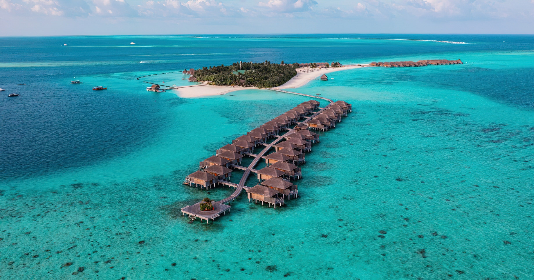 Constance Moofushi Resort – South Ari Atoll, Maldives – Water Villas Aerial View