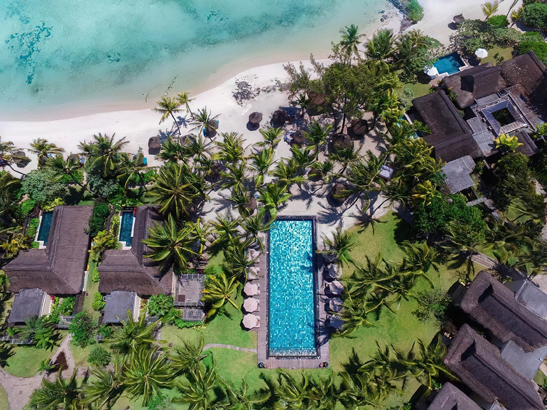 Constance Prince Maurice Resort - Mauritius - Pool Overhead Aerial View