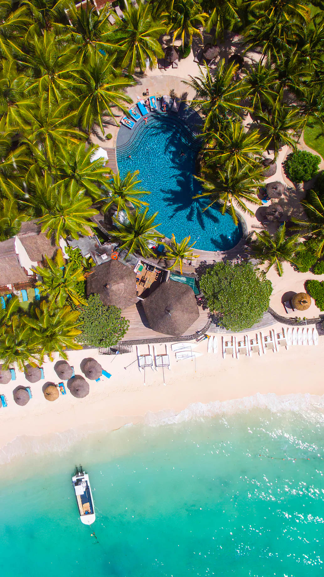 Constance Belle Mare Plage Resort - Mauritius - Ocerhead Beach and Pool View Aerial