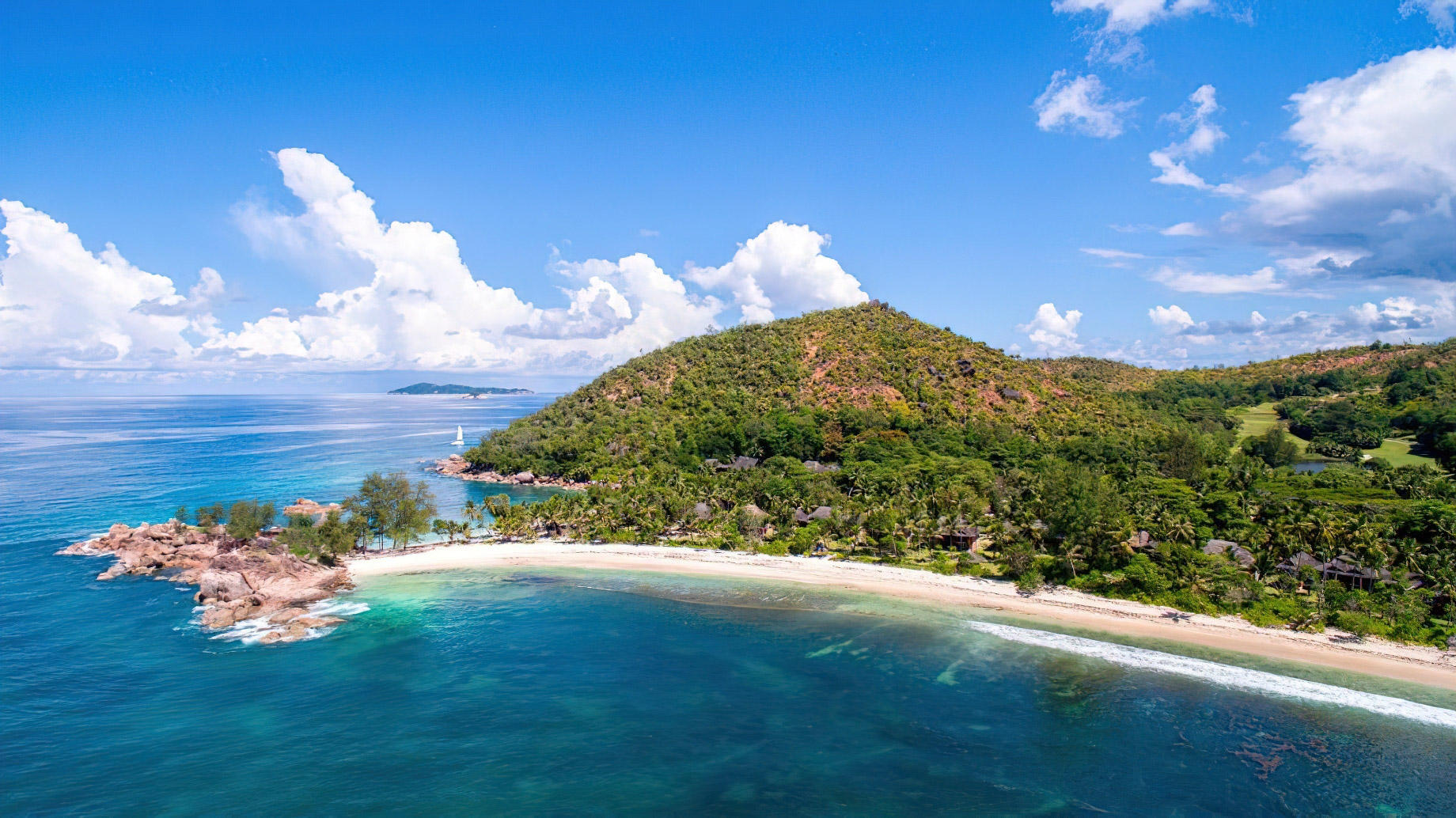 Constance Lemuria Resort – Praslin, Seychelles – Beach Aerial View
