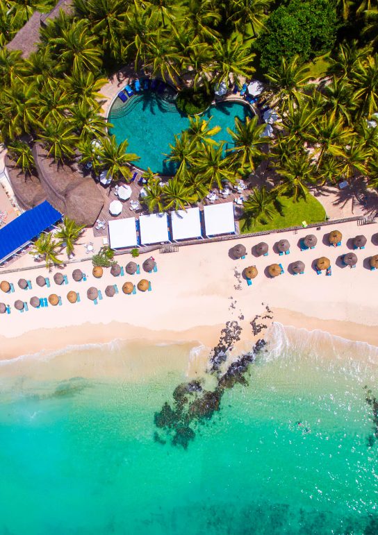 Constance Belle Mare Plage Resort - Mauritius - Ocerhead Beach and Pool View Aerial