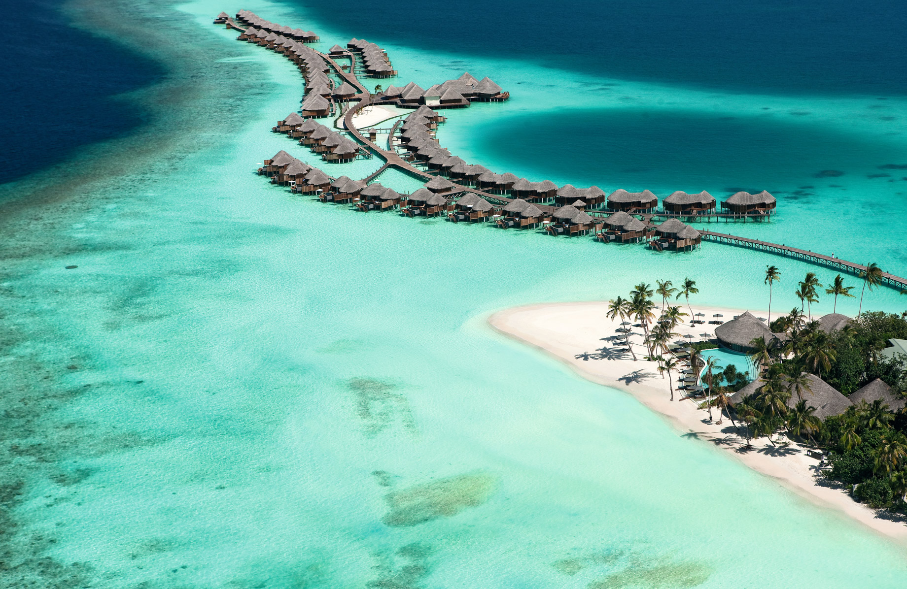 Constance Halaveli Resort - North Ari Atoll, Maldives - Overwater Villas Aerial View