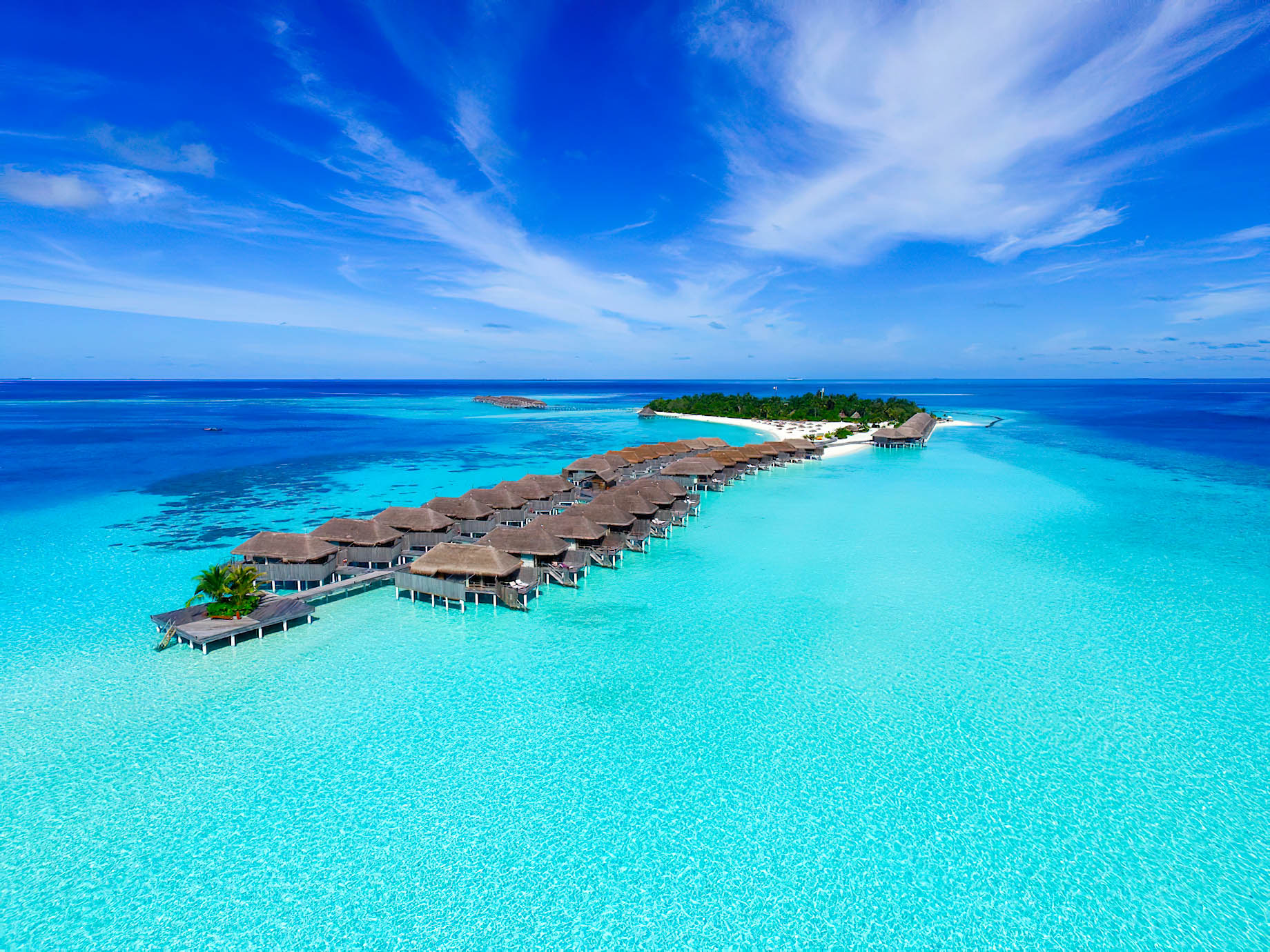 Constance Moofushi Resort - South Ari Atoll, Maldives - Overwater Villas Aerial View