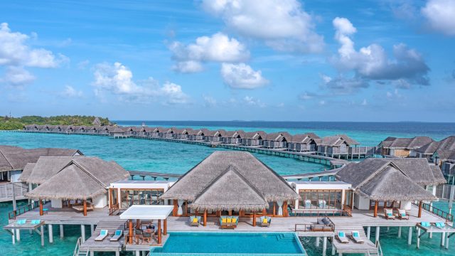 Anantara Kihavah Maldives Villas Resort - Baa Atoll, Maldives - Two Bedroom Sunset Over Water Pool Residence Aerial View