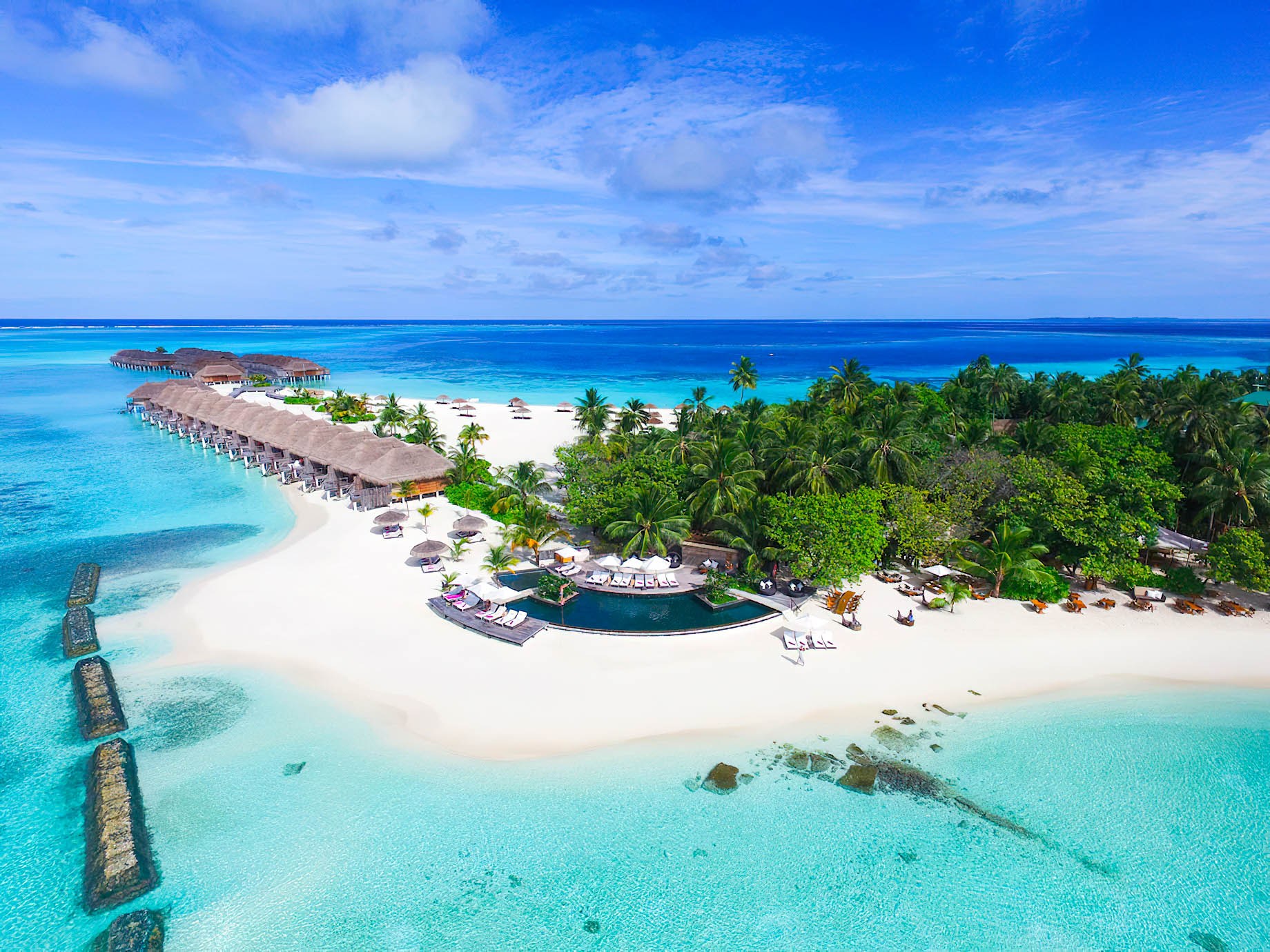 Constance Moofushi Resort – South Ari Atoll, Maldives – Pool Aerial View