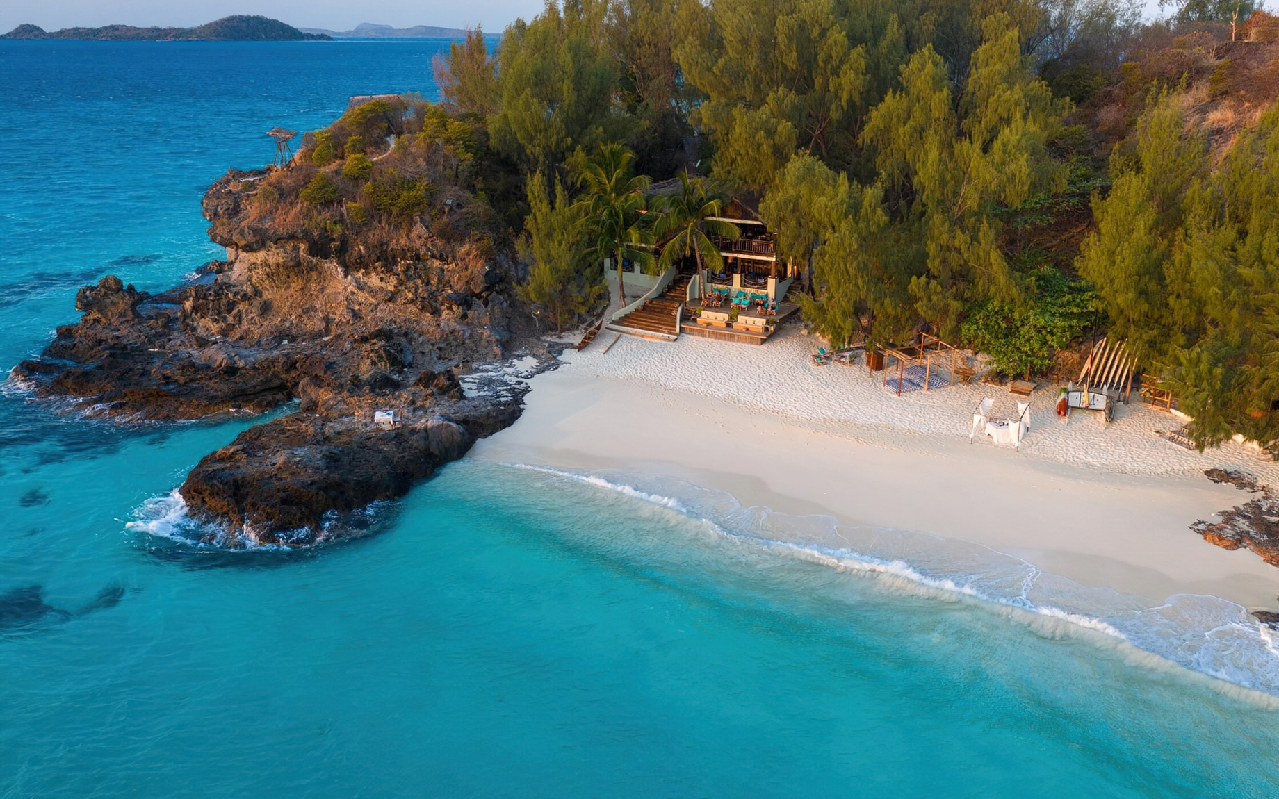 Constance Tsarabanjina Island Resort - Madagascar - Tsarabanjina Restaurant Beach Aerial View