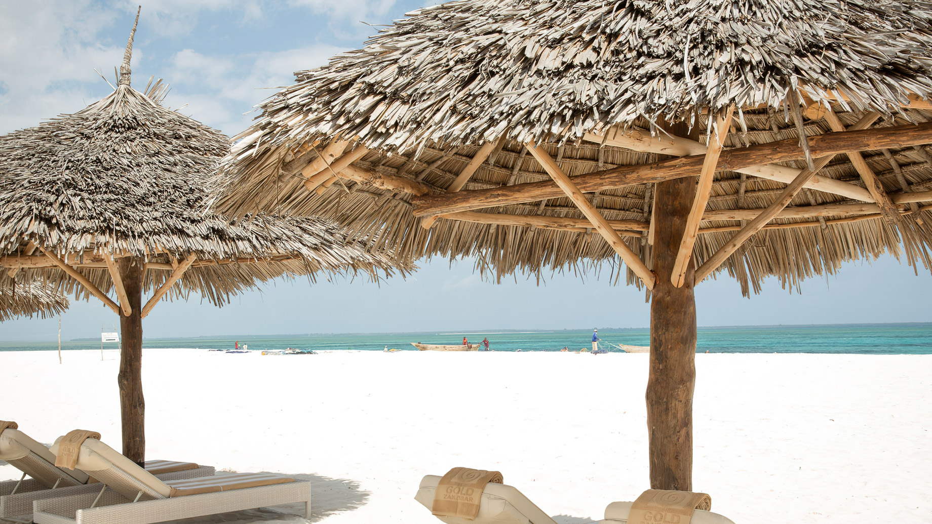 Gold Zanzibar Beach House & Spa Resort – Nungwi, Zanzibar, Tanzania – Beach Lounge Chairs and Umbrellas