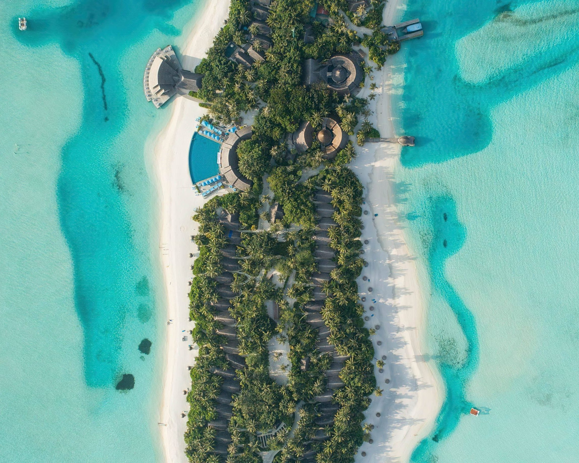 Anantara Thigu Maldives Resort – South Male Atoll, Maldives – Overhead Aerial View