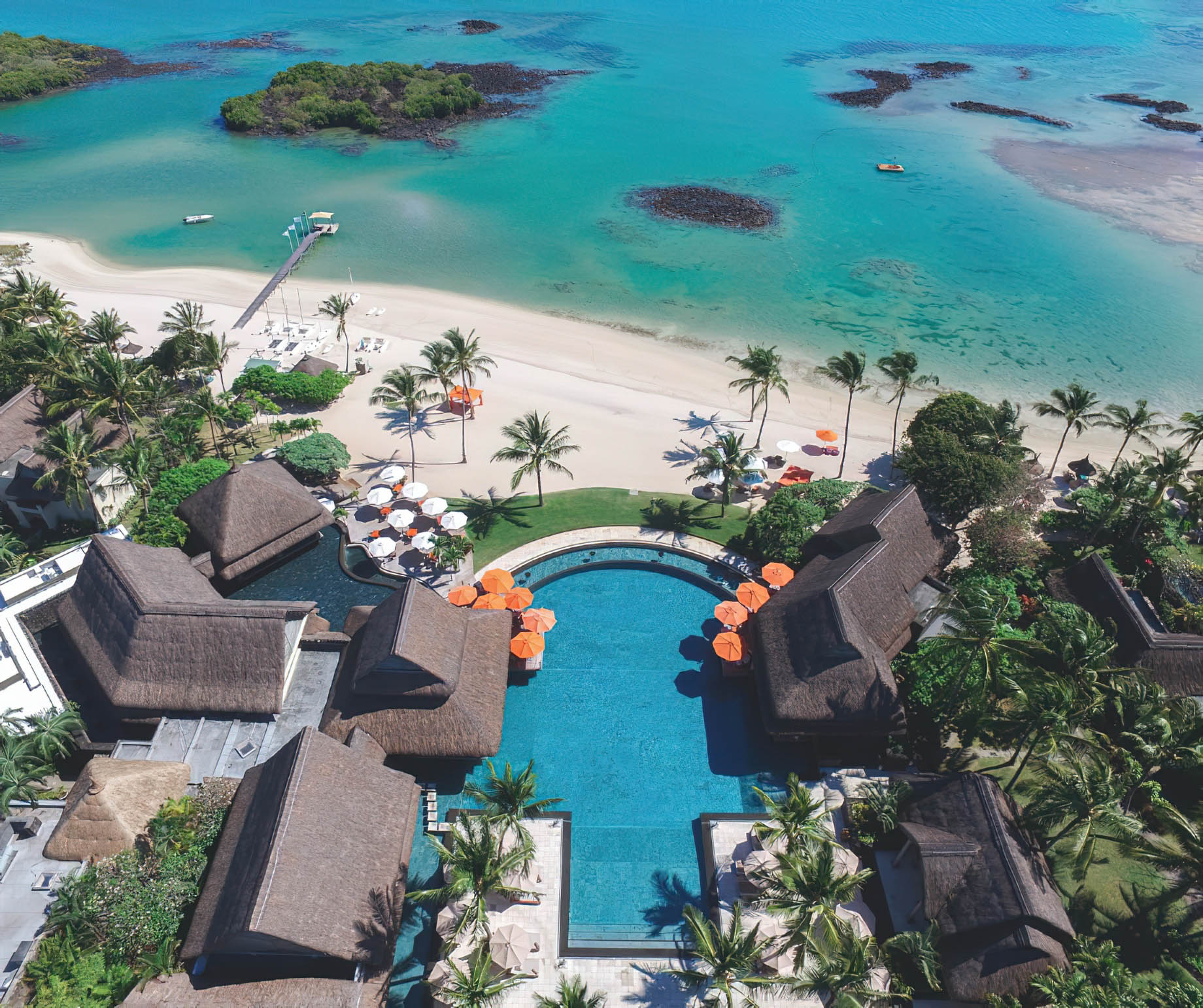 Constance Prince Maurice Resort – Mauritius – Pool Aerial Beach View