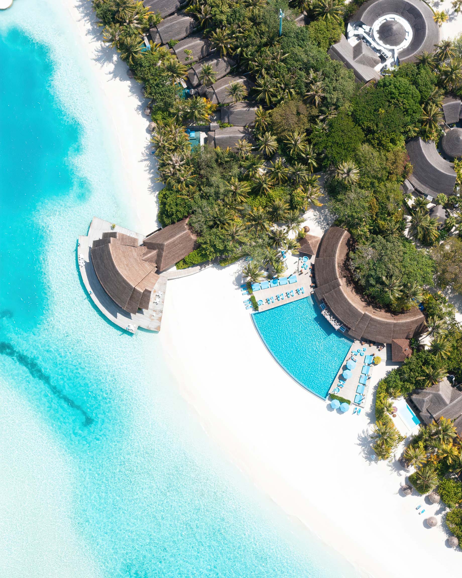 Anantara Thigu Maldives Resort – South Male Atoll, Maldives – Overhead Aerial View