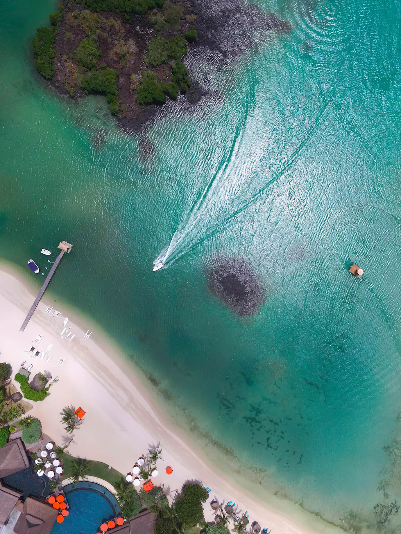 Constance Prince Maurice Resort – Mauritius – Pool Overhead Aerial Beach View