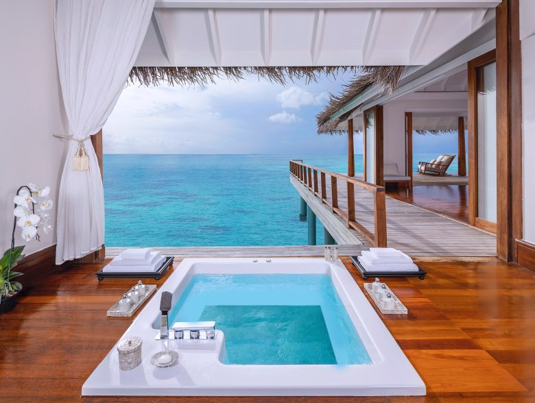 Anantara Kihavah Maldives Villas Resort - Baa Atoll, Maldives - Two Bedroom Sunset Over Water Pool Residence Bathroom Oceanview Glass Bottom Tub
