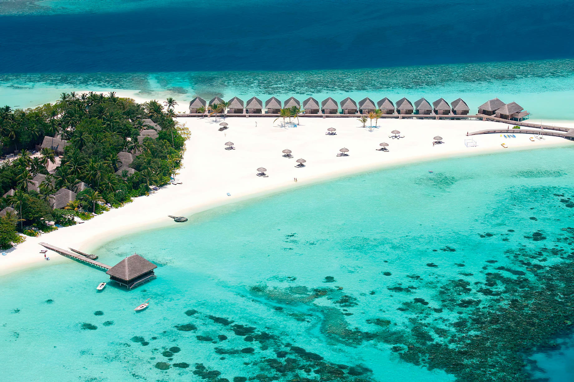 Constance Moofushi Resort – South Ari Atoll, Maldives – Beach Aerial View