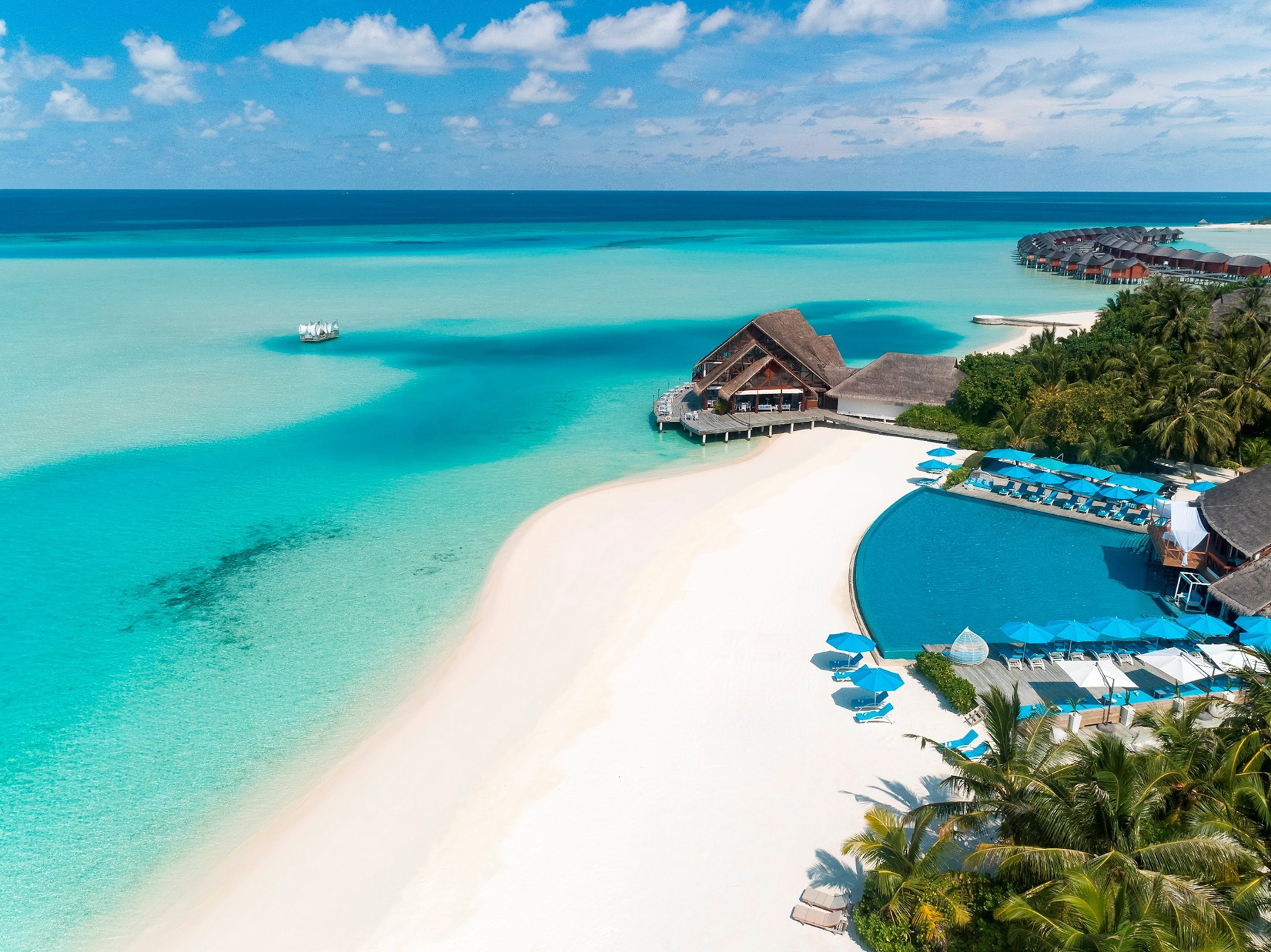 Anantara Thigu Maldives Resort – South Male Atoll, Maldives – Pool Aerial View