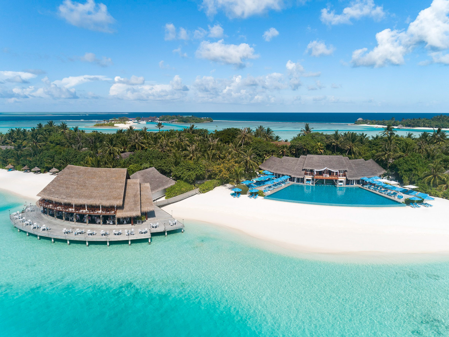 Anantara Thigu Maldives Resort – South Male Atoll, Maldives – Pool Aerial View